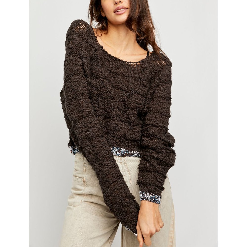 NWT Free People West Palm Pullover / Raven Feather